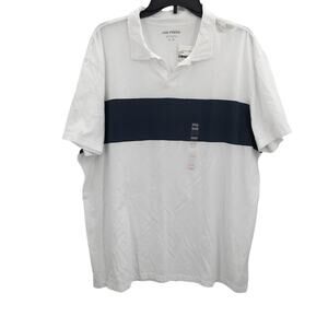 JOE FRESH Men's Short Sleeve Striped Polo Short Cotton White Blue Size XL New